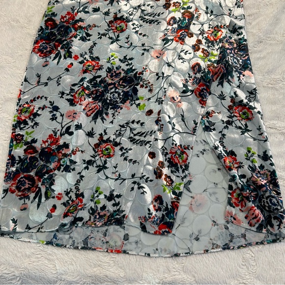 Maeve Anthropologie Evie Light Blue Floral Velvet-Dotted Long Skirt - Silk Blend - Picture 3 of 14